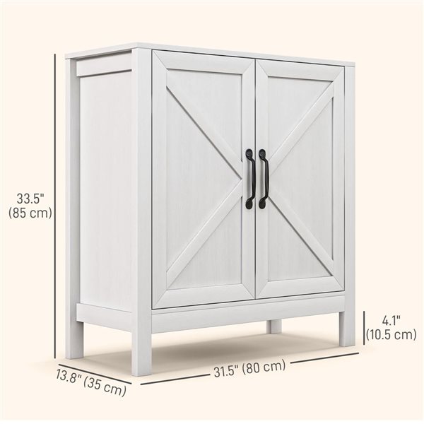 HOMCOM White Buffet Sideboard with Adjustable Shelf