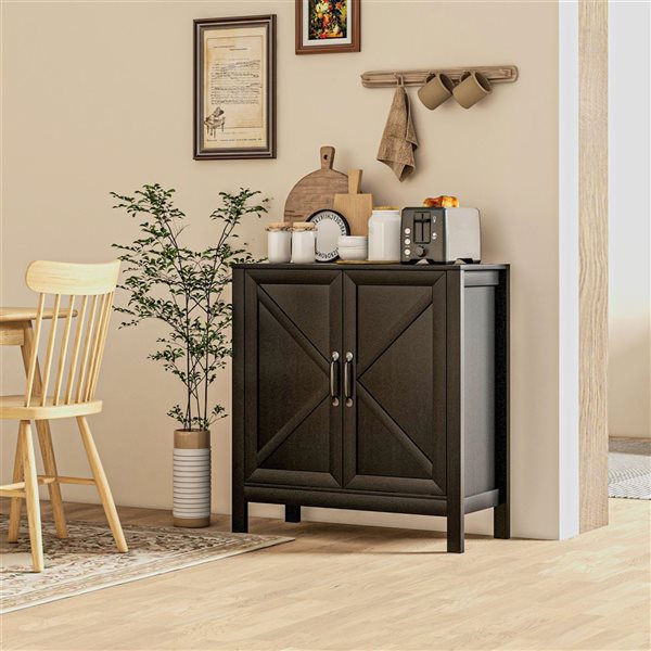HOMCOM Black Buffet Sideboard with Adjustable Shelf