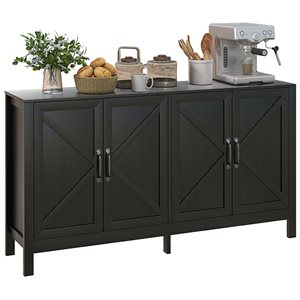 HomCom Black Oak Buffet Sideboard with Barn Door and Shelf