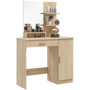 HOMCOM Makeup Table with Mirror and Storage Shelves
