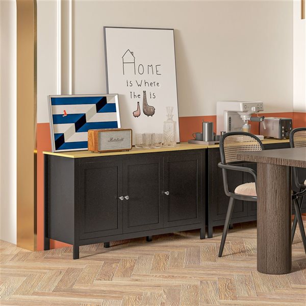 HOMCOM Black Storage Cabinet with Doors