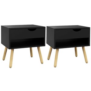 Ensemble de 2 tables de chevet HOMCOM avec tiroir et étagère