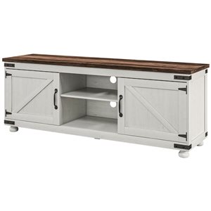 HOMCOM Distressed White Farmhouse TV Stand for up to 65-in TV with Barn Doors