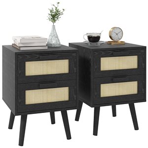 HOMCOM Set of 2 Nightstands with 2 Drawers