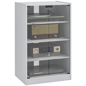 HomCom White 5-Tier Media Stand Cabinet with 3-Level Adjustable Shelves