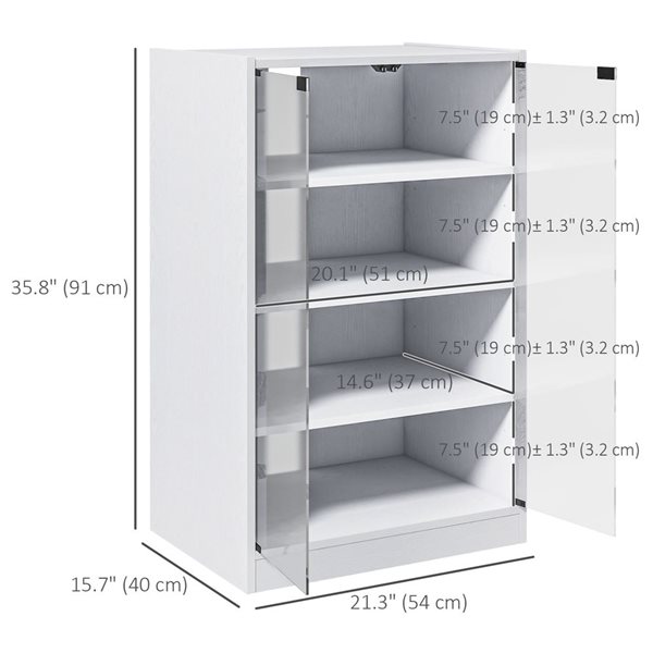 HOMCOM White 5-Tier Media Stand Cabinet with 3-Level Adjustable Shelves