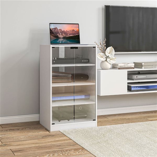 HOMCOM White 5-Tier Media Stand Cabinet with 3-Level Adjustable Shelves
