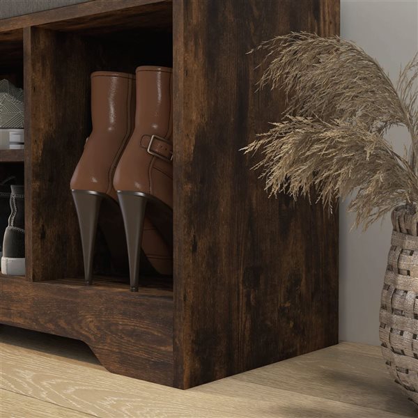 HOMCOM Upholstered Entryway Shoe Bench with Storage Drawer and Open Shelf