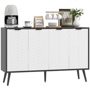 HOMCOM Black Composite Frame 47-in W Sideboard Storage Cabinet w/ Adjustable Shelves