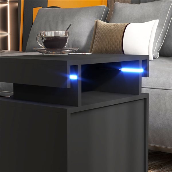 HOMCOM Grey Side Table with LED Lights