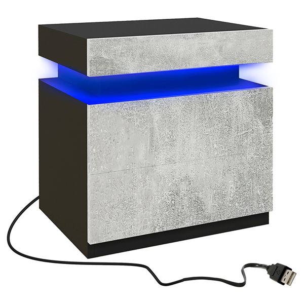 HOMCOM Grey Side Table with LED Lights