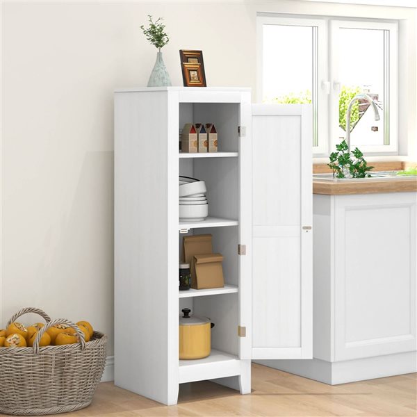 Garde-manger de cuisine HOMCOM blanc cadre en composite 48 po h. avec tablettes ajustables et porte