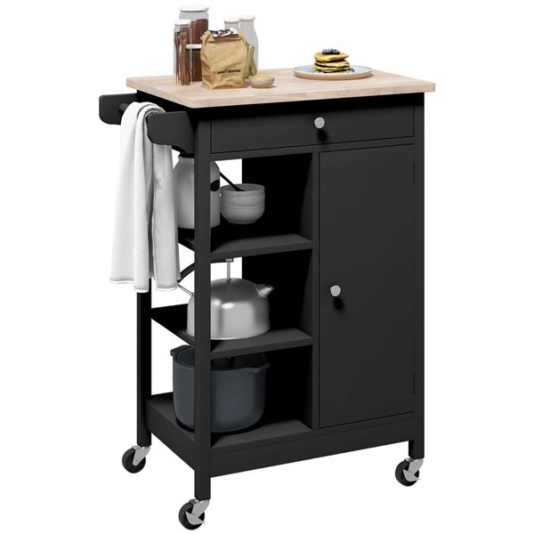 Armoire à Outils Sur Roulettes Avec Frigo Intégré – 3 Tiroirs, Noir Brillant, Neuve