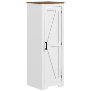 HOMCOM White Composite Frame 16-in W Farmhouse Storage Cabinet w/ Adjustable Shelf