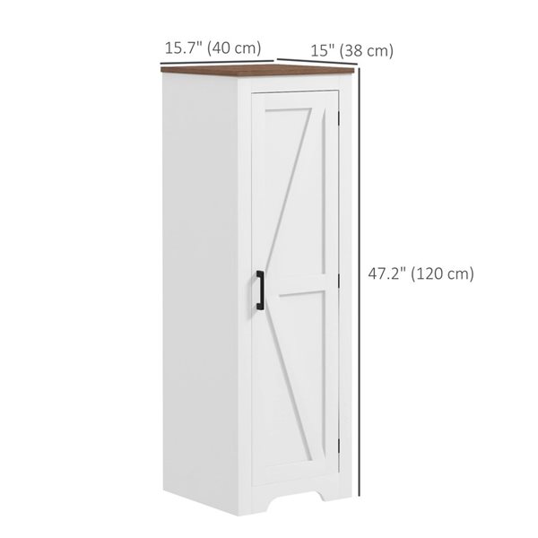Armoire de rangement style maison de ferme HOMCOM blanc 16 po l. avec tablette ajustable