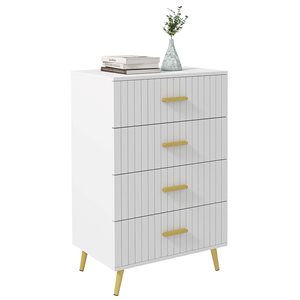 HOMCOM White 4-Drawer Accent Dresser Chest w/ Gold Aluminium Legs