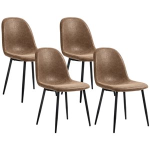 Lot de 4 chaises de salle à manger HOMCOM en simili cuir brun rétro et cadre en acier
