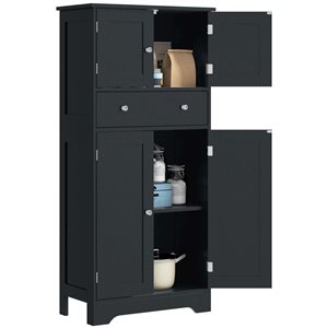 HOMCOM Black Composite Frame 50.5-in H Kitchen Pantry w/ Doors and Adjustable Shelf