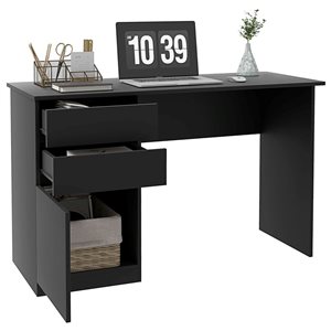 HOMCOM 47-in W Black Modern Computer Desk w/ Drawer Cabinet