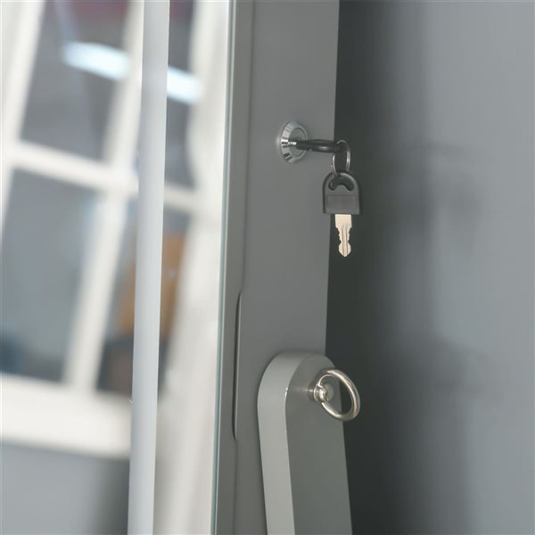 HOMCOM Grey Jewelry Armoire w/ LED Light and 24 Hooks