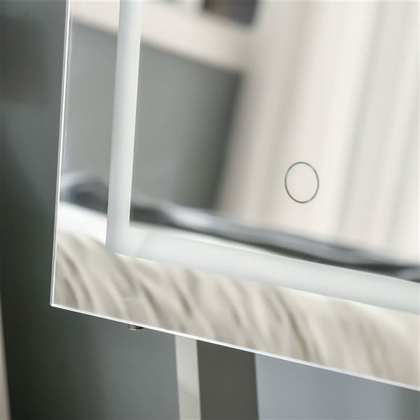 HOMCOM Grey Jewelry Armoire w/ LED Light and 24 Hooks