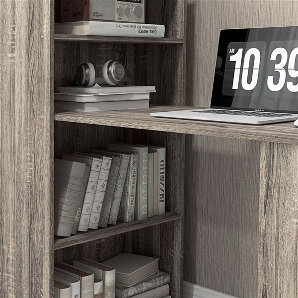 HOMCOM 47-in W Grey Modern Computer Desk w/ 6-Tier Storage Shelves