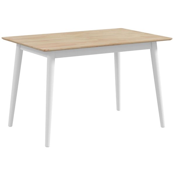 HOMCOM White and Natural 30 H x 47 L x 29.5-in W Wood Frame Rectangular Farmhouse Dining Table