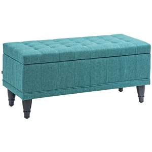 HOMCOM 17 D x 19 H x 27.5-in W Modern Green Linen Rectangle Flip Top Storage Bench