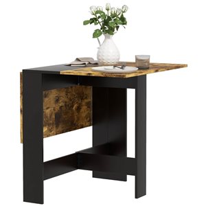 HOMCOM Brown and Black 29 H x 40.5 L x 30-in W Extending Folding Drop Leaf Dining Table