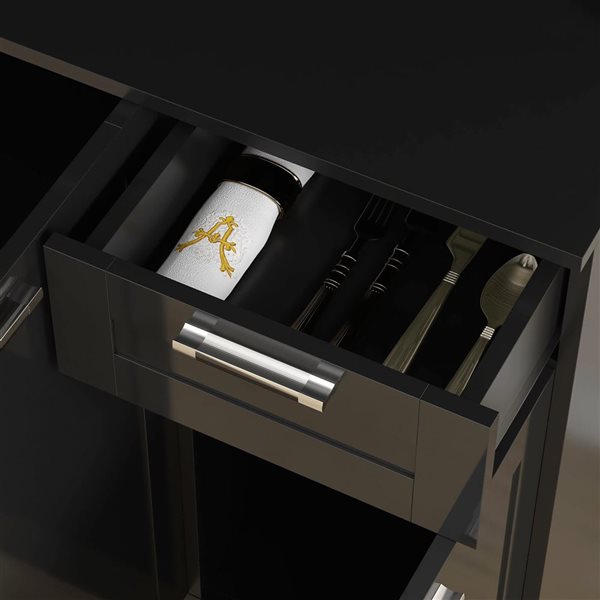 Garde-manger de cuisine HOMCOM noir cadre en composite 71 po h. avec tablette ajustable et tiroir