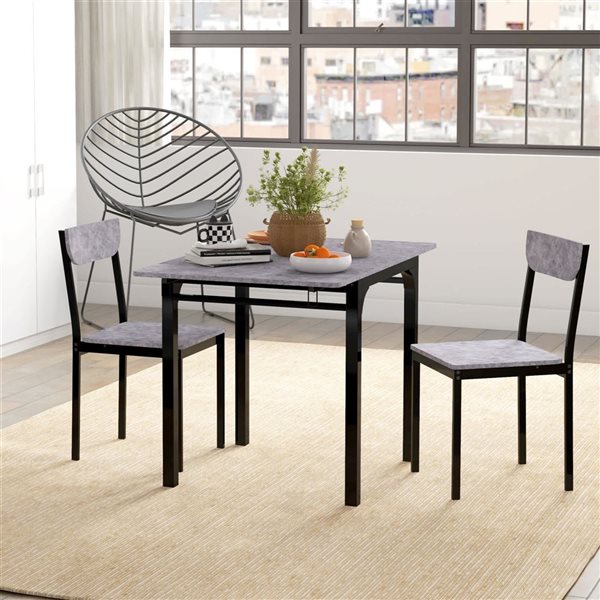 HOMCOM Grey 2-Piece Foldable Dining Set w/ Drop-Leaf Table and Dining Chairs