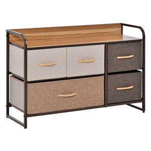 HOMCOM 5-Bin 2-Tier Fabric Dresser Chest w/ Steel Frame