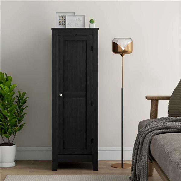 HOMCOM Black Composite Frame 48-in H Kitchen Pantry w/ Adjustable Shelves Single Door