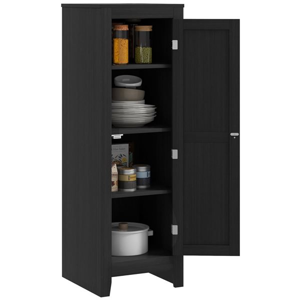 HOMCOM Black Composite Frame 48-in H Kitchen Pantry w/ Adjustable Shelves Single Door