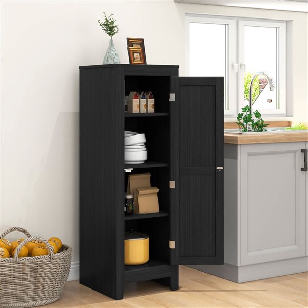HOMCOM Black Composite Frame 48-in H Kitchen Pantry w/ Adjustable Shelves Single Door