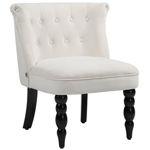 Fauteuil d'appoint HOMCOM crème rétro avec dossier capitonné et pieds noirs