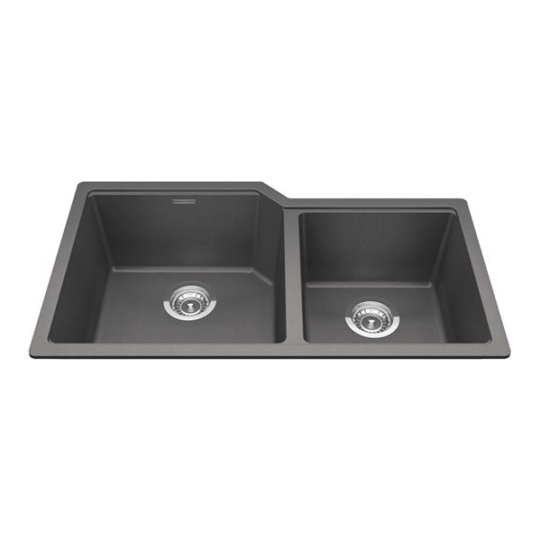 Kindred Granite Series 33.88 L x 19.69-in W Undermount Double Bowl Kitchen Sink - Stone Grey