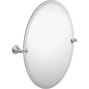 Miroir mural ovale sans cadre Glenshire de MOEN 20,44 l. x 26 h., nickel brossé