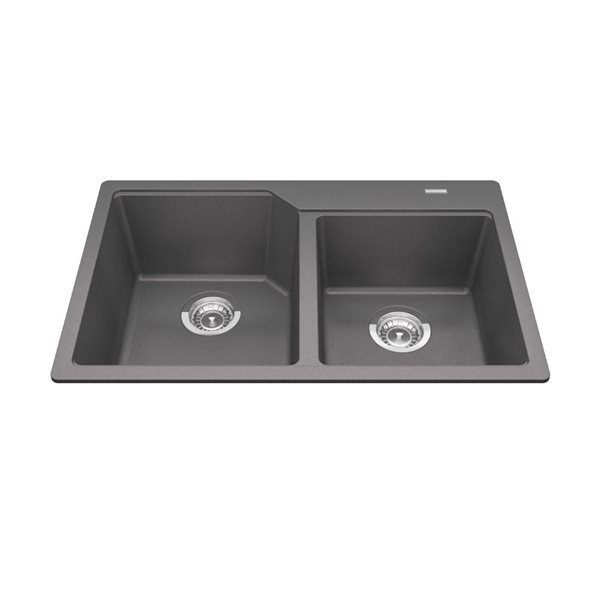 Kindred Granite Series 30.69 L x 19.69-in W Drop-in Double Bowl Kitchen Sink - Stone Grey
