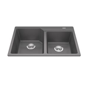 Kindred Granite Series 30.69 L x 19.69-in W Drop-in Double Bowl Kitchen Sink - Stone Grey