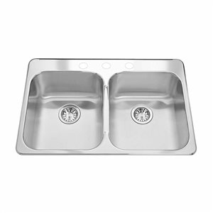 Kindred Steel Queen 31.25 L x 20.5-in W Drop-in Double Bowl 3-Hole Stainless Steel Kitchen Sink