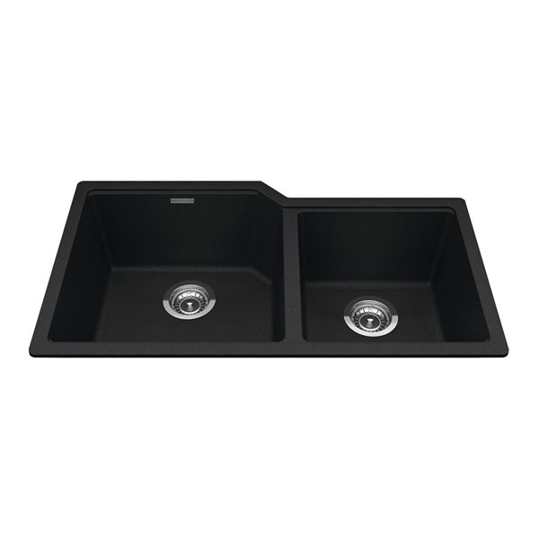 Kindred Granite Series 33.88 L x 19.69-in W Undermount Double Bowl Kitchen Sink - Onyx
