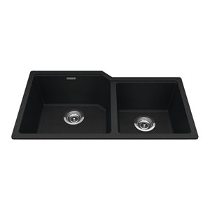 Kindred Granite Series 33.88 L x 19.69-in W Undermount Double Bowl Kitchen Sink - Onyx