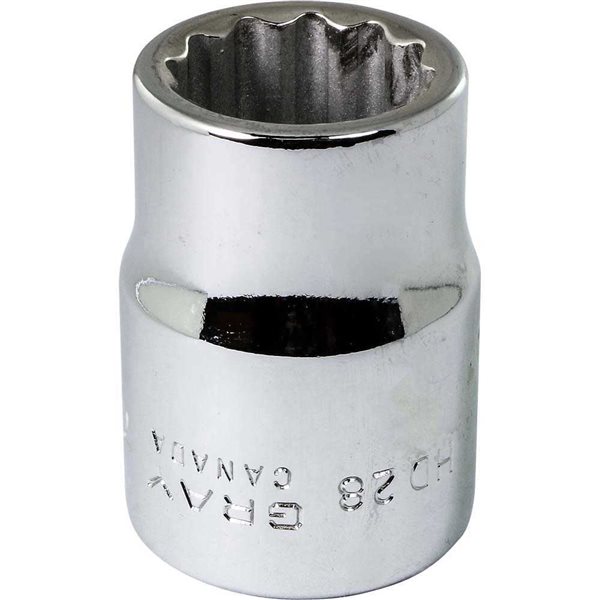 Gray Tools 7/8-in x 3/4-in Drive 12-Point Standard Chrome Finish Shallow Socket