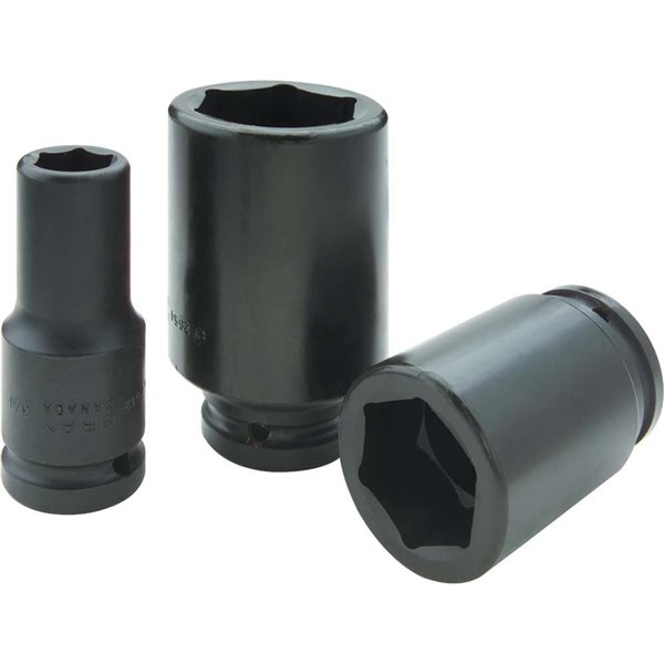 Gray Tools 1-7/8-in x 3/4-in Drive 6-Point Standard Deep Black Impact Socket