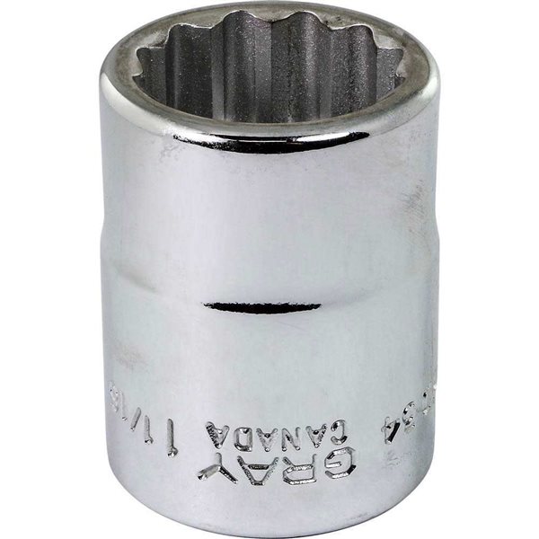 Gray Tools 1-1/16-in x 3/4-in Drive 12-Point Standard Chrome Finish Shallow Socket