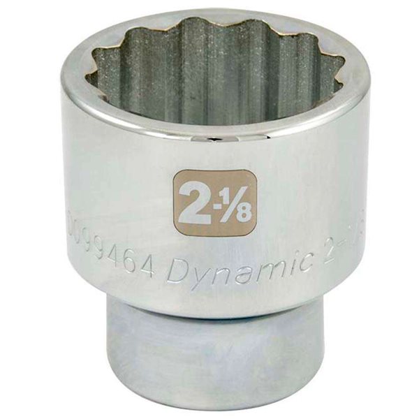 Dynamic Tools 2-1/8-in x 1-in Drive 12-Point SAE Shallow Chrome Socket