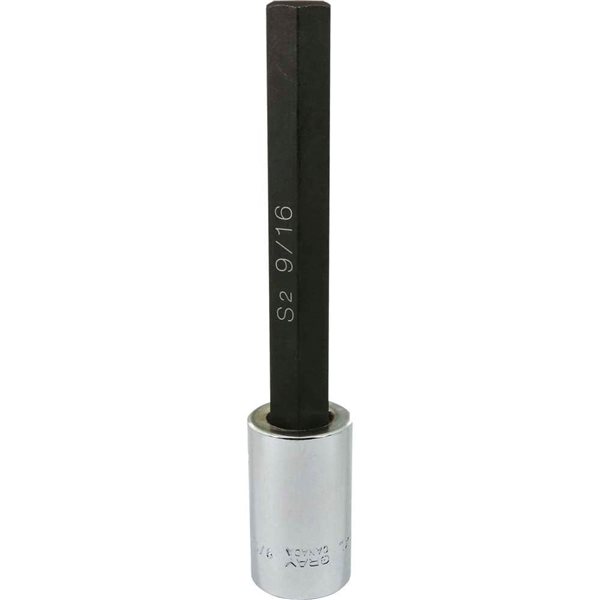 Gray Tools 9/16-in x 1/2-in Drive Extra Long Hex Head Chrome Finish Standard Shallow Socket