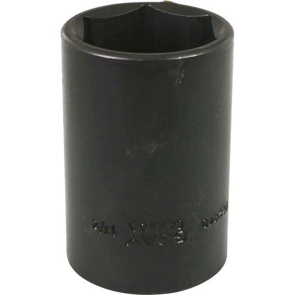 Gray Tools 1-1/2-in x 1/2-in Drive 6-Point Standard Deep Black Impact Socket