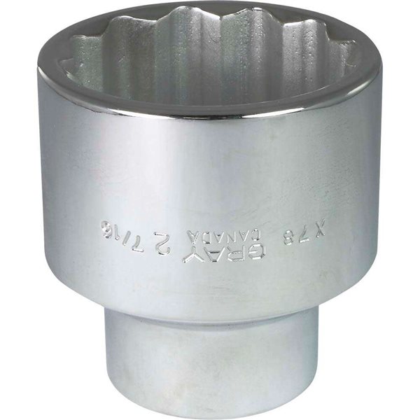 Gray Tools 2-7/16-in x 1-in Drive 12-Point Standard Chrome Finish Shallow Socket